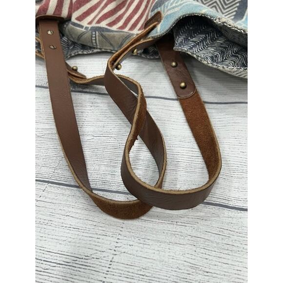 INOUITOOSH Tote Bag Cafe Print Wool Blend Leather Handle Gray 14.5in x 13in - Picture 9 of 14